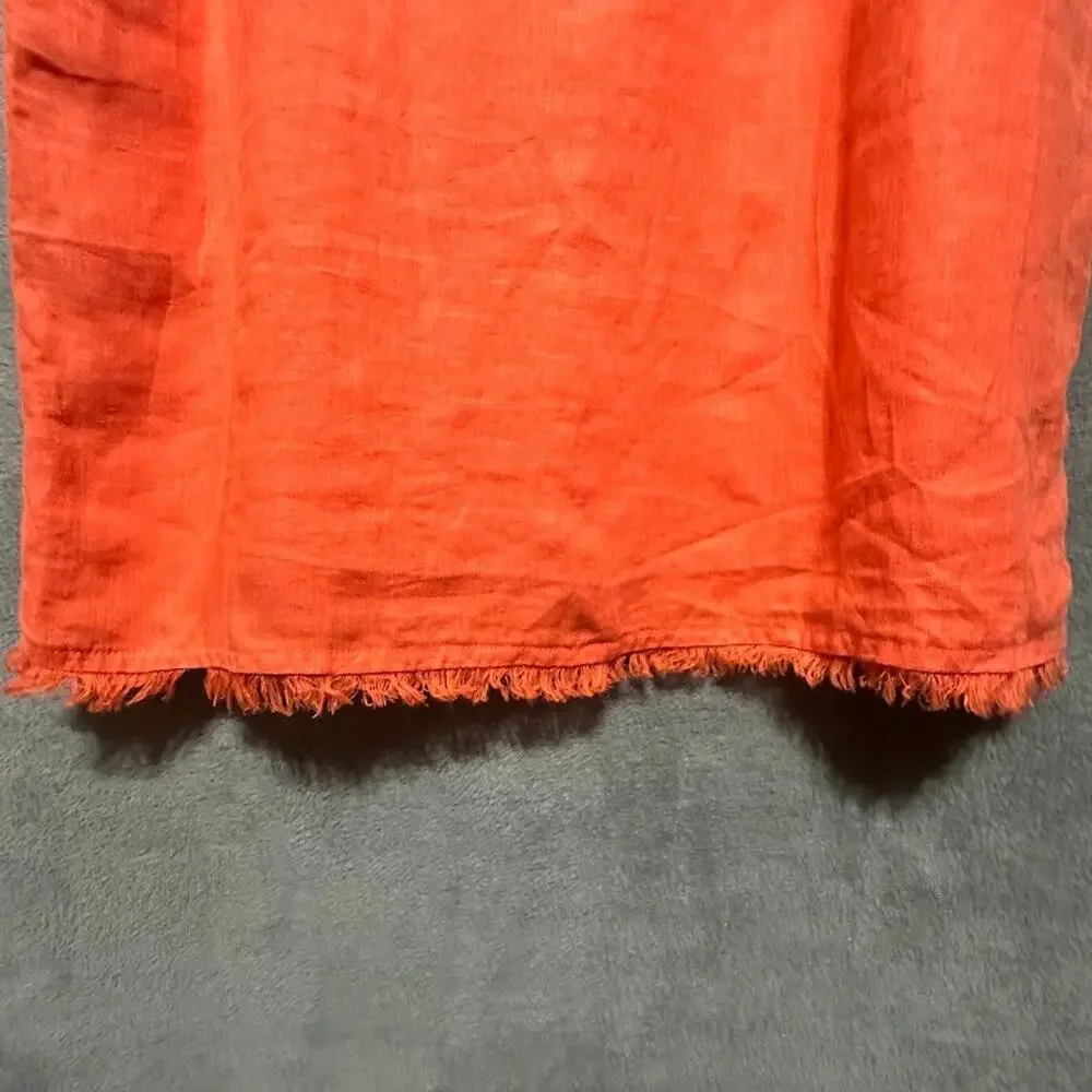 Tommy Bahama Dress Womens Orange Pink Linen Raw Hem Sleeveless Tropical Beach - Picture 5 of 13
